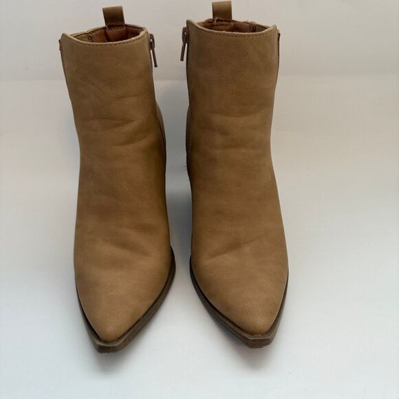 Universal Thread Boots Womens 8.5 Ankle Booties Tan Faux Leather 3" Block Heel - Picture 2 of 9